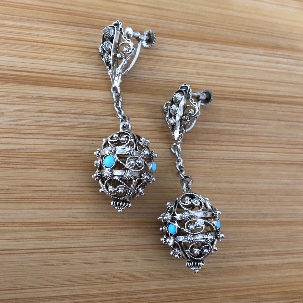 $42  Vintage Estate Designer Screwback Earrings  Sterling  Designer Mark 925